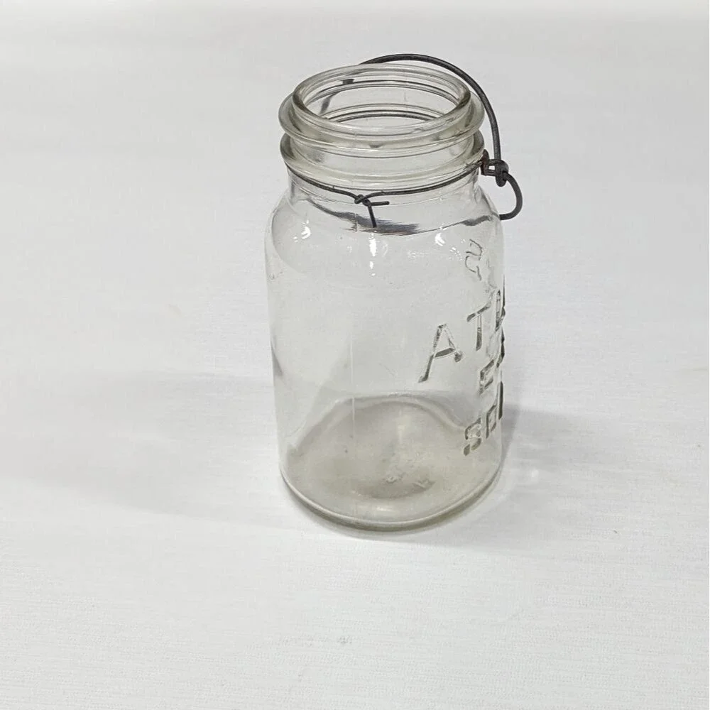 Vintage Atlas E-Z Seal Clear‎ Quart Canning Jar